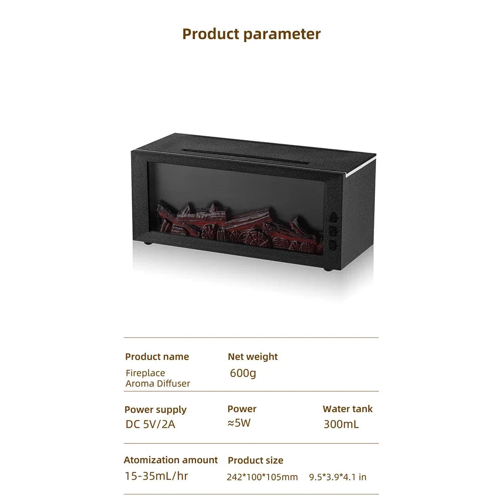 Premium Flame Fireplace Humidifier – 4-in-1 Aroma Diffuser