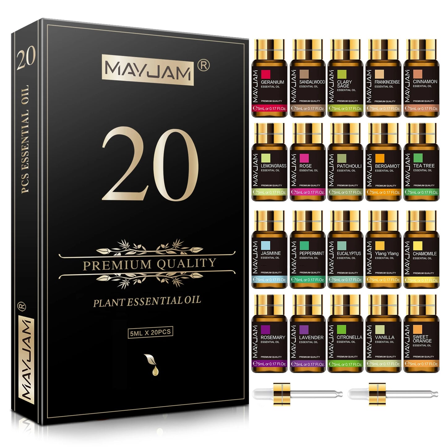 Premium 20-Piece Essential Oils Set – 5ml Aromatherapy Collection