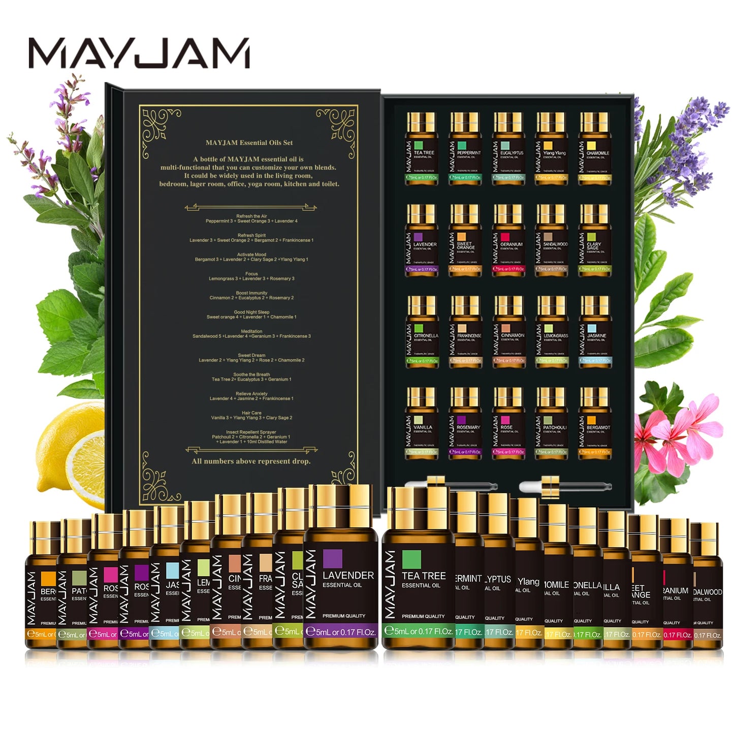 Premium 20-Piece Essential Oils Set – 5ml Aromatherapy Collection